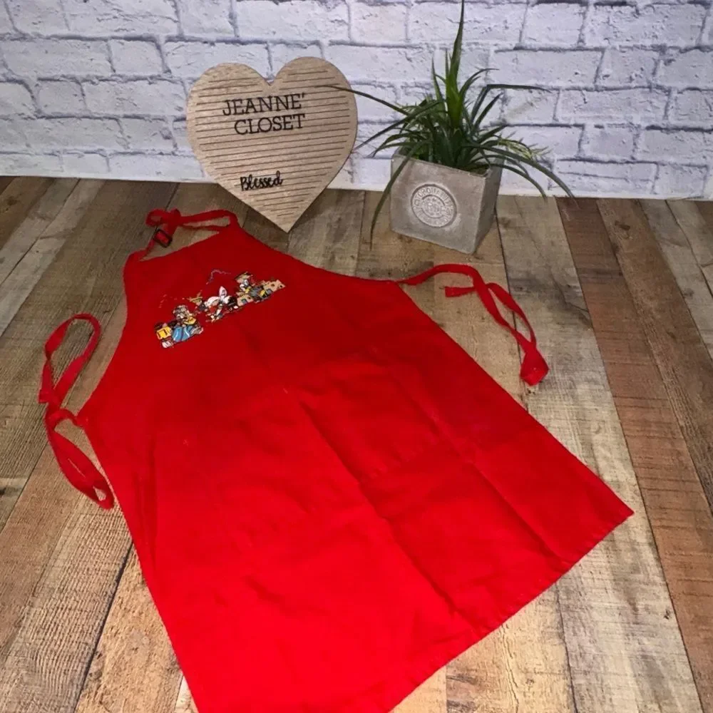 Fame Fabrics One Size Apron Style Red Native American Made In USA Vintage